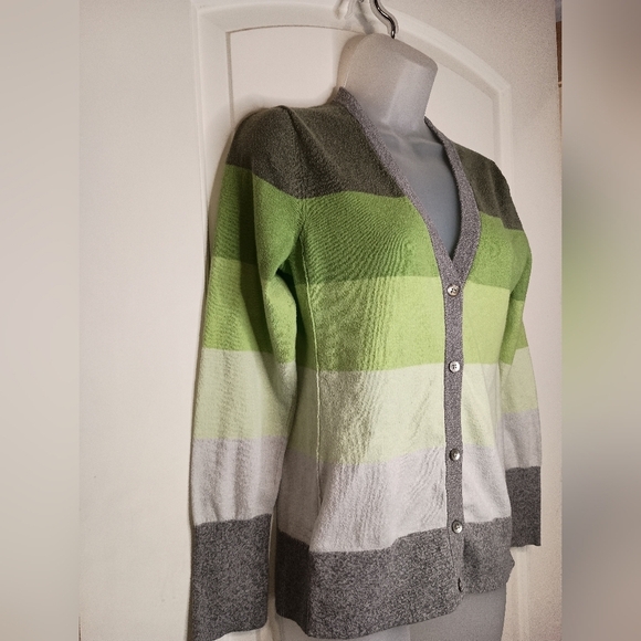 2/$30 EDDIE BAUER button up colorblock striped soft cardigan sweater (#1,050) - Picture 4 of 7